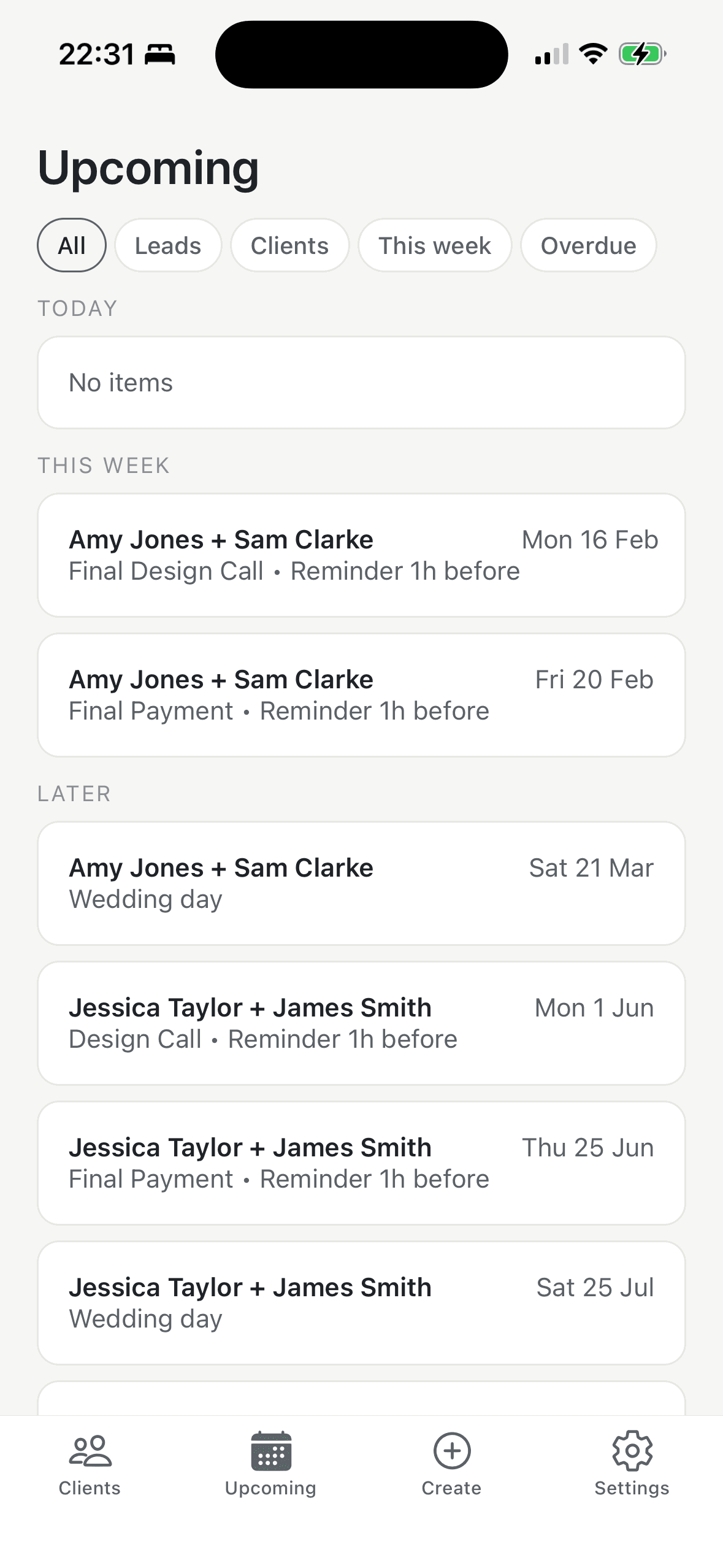 Lead management screen